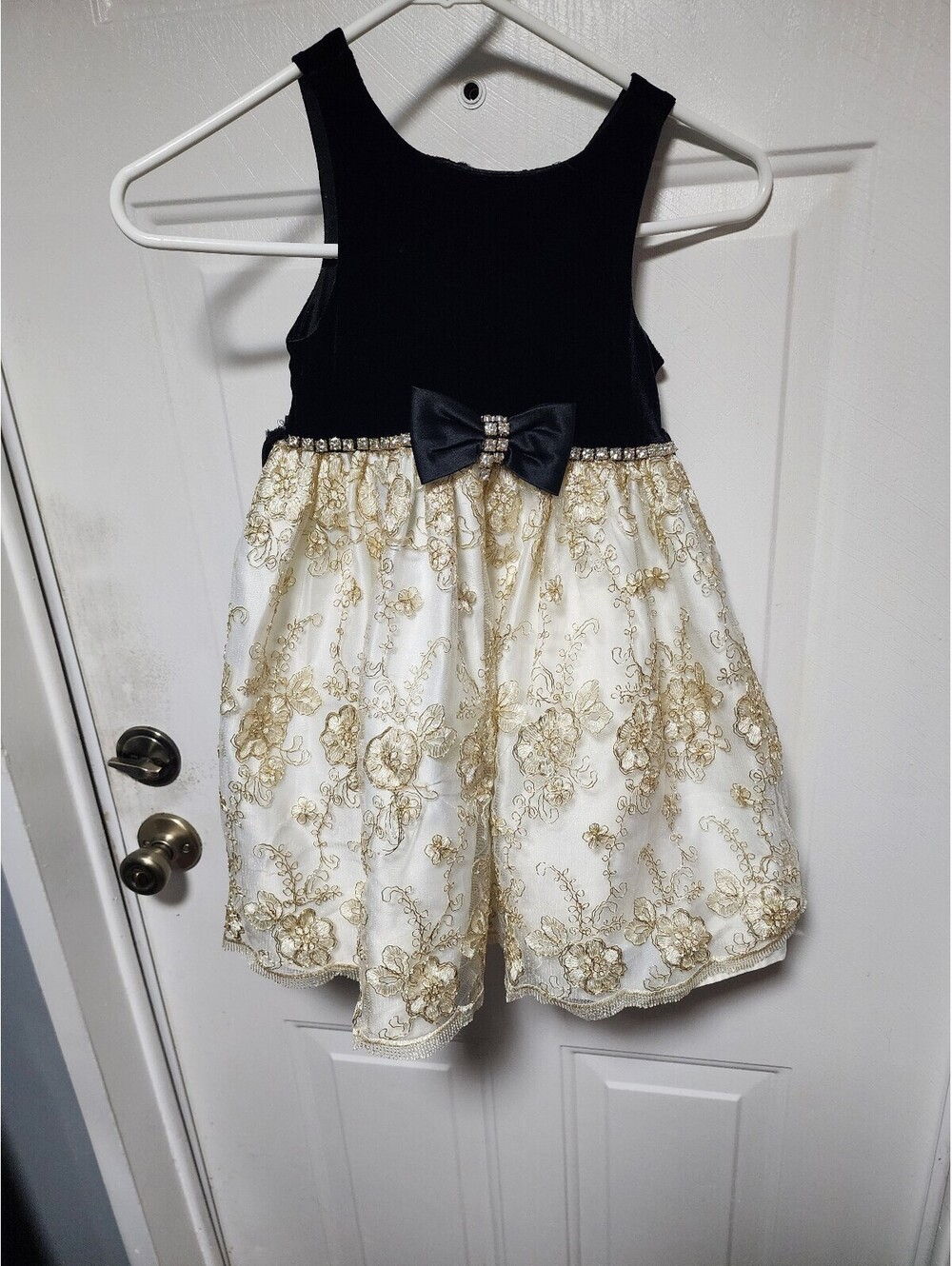 American Princess Girls Black and Gold Embroidered Party Dress